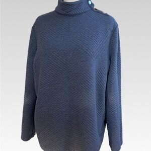 Chico's Textured Navy Turtleneck Sweater